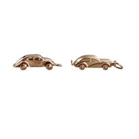 14k Gold Vintage Car Charm Pendant Lot of 2