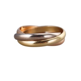 Cartier Trinity 18k Tri Color Gold Band Ring Size 66