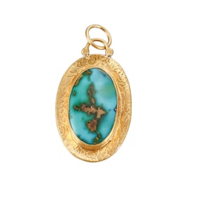 Ancient Inspired 24k Gold Silver Turquoise Pendant