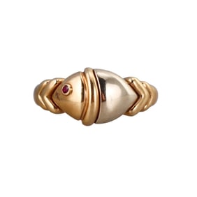 Bvlgari Bulgari 18k Gold Ruby Fish Ring