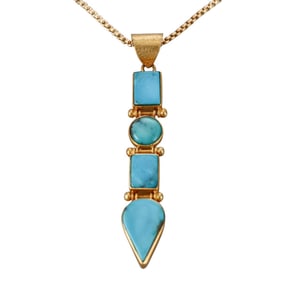 22k Gold Turquoise Pendant on 18k Necklace