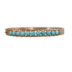 Vintage 14k Gold Turquoise Bangle Bracelet