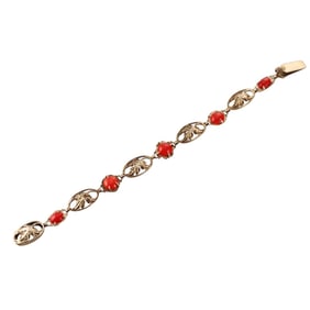 Antique 14k Gold Leaf Motif Bracelet
