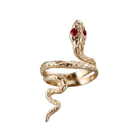 14k Gold Ruby Snake Ring