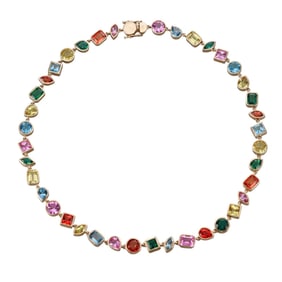 14k Gold Multi Color Semi Precious Gemstone Necklace