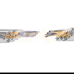 David Webb White Enamel Diamond Gold Platinum Skip Bracelet: Metal : 18k Yellow Gold / Platinum Designer : David Webb Gemstone : Diamonds approx. 0.34ctw. Measurements : Bracelet will fit approx. 6.75" wrist, center plaque is 12mm x 34mm. Marked: