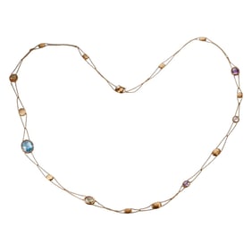 Nanis Italy 18k Gold Gemstone Station Necklace
