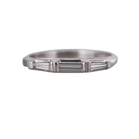 Midcentury Platinum Diamond Wedding Band Ring