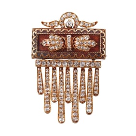 Antique Victorian 1870s 18k Gold Diamond Tassel Brooch Pendant