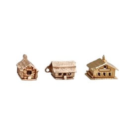 14k 18k Gold House Charm Lot of 3