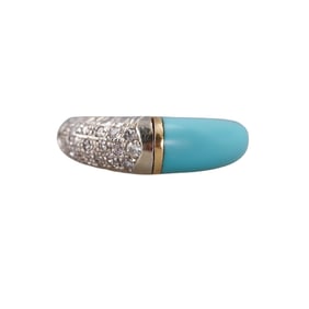 Italian 18k Gold Turquoise Diamond Ring