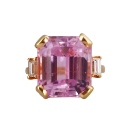 24ct Kunzite 18k Gold Diamond Ring