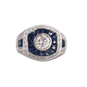 18k Gold Diamond Sapphire Ring