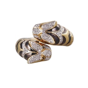 John Hardy Legends Macan Tiger 18k Gold Diamond Bypass Ring