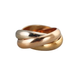 Cartier Trinity 18k Tri Color Gold Large Band Ring Size 51