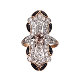 18k Gold Diamond Onyx Ring
