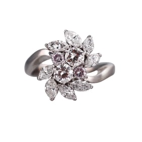 Platinum Diamond Cluster  Bypass Ring