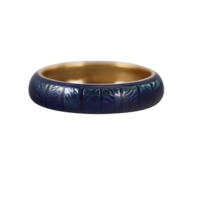 Hidalgo 18k Gold Dark Blue Enamel Band Ring