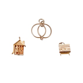 Vintage 14k Gold Newlyweds Marriage Love Charm Pendant Lot of 3