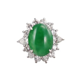 Platinum 5ct Jade Diamond Ring
