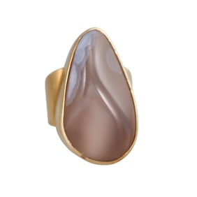 1970s Modernist 18k Gold Agate Ring