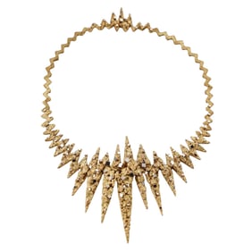 1950s Gay Freres Brutalist Retro 18k Gold Stardust Necklace
