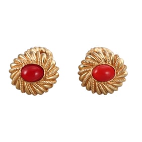 Tiffany & Co Schlumberger Coral 18k Gold Cufflinks