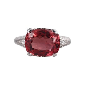 Platinum 4.25ct Pink Tourmaline Diamond Ring