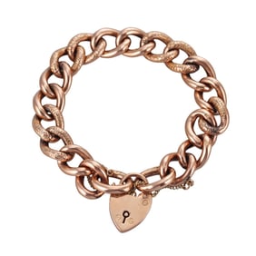 Antique English 9k Gold Padlock Link Bracelet