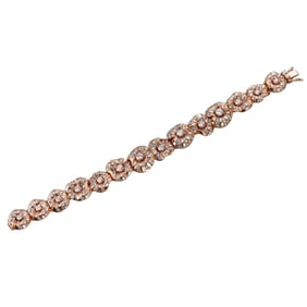18k Rose Gold 5.70ctw Diamond Flower Bracelet