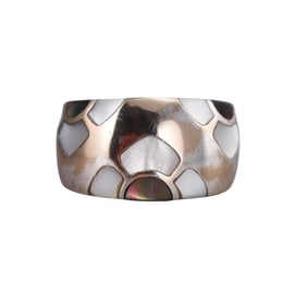 Van Cleef & Arpels 18k Gold MOP Inlay Flower Band Ring