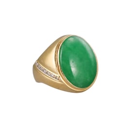 18k Gold 10.5ct Jade Diamond Ring