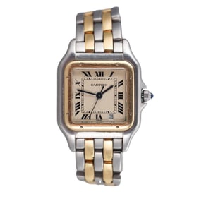 Cartier Panthere Two Tone 18k Gold Steel Medium Model Watch 183949