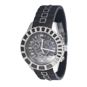 Dior Christal Diamond Black Steel Chronograph Watch CD11431E-V