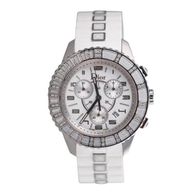 Dior Christal White Steel Diamond Chronograph Watch CD114311-V