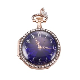 1880s Bailey Banks & Biddle Patek Phillipe Gold Diamond Enamel Pocket Watch