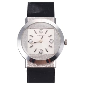 1950s Longines 14k Gold Diamond Textured Dial Watch