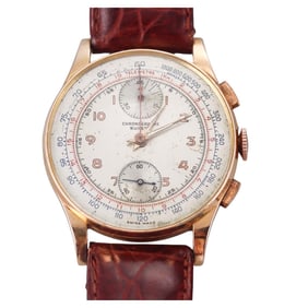 Vintage Chronographe Venus 18k Rose Gold Chronograph Watch