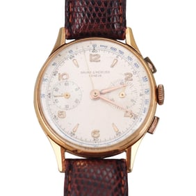 Vintage Baume & Mercier 18k Gold Chronograph Watch Ref 3924