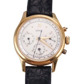 Vintage 1950s LeCoultre 18k Gold Chronograph Watch