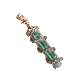 Loose Emerald Diamond Gold Pendant