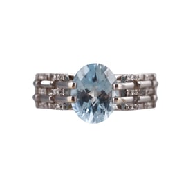 14k Gold 2.50ct Aquamarine Diamond Ring