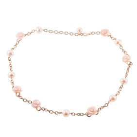 Mimi Milano Grace Pearl Coral Gold Rose Flower Necklace
