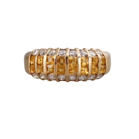 18k Gold Diamond Yellow Gemstone Ring