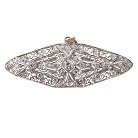 Art Deco Platinum Gold Diamond Pendant