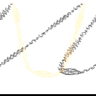 Antique French 18k Gold Filigree Chain Necklace: Metal  : 18k Yellow Gold  Designer  : Not Signed  Gemstone  : None  Measurements  : Necklace is 36" long and 6mm wide.  Marked:  : French Eagle mark on the bale.  Weight:  : 26.2 grams