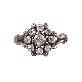 1940s Palladium Diamond Cluster Ring