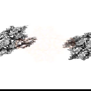1940s Palladium Diamond Cluster Ring: Metal : Palladium Designer : Not Signed Gemstone : Diamonds approx. 1.09ctw. Measurements : Ring size 7, top is 13mm x 13.5mm. Marked: : Tested pall. Weight: : 4 grams