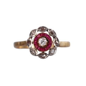 18k Gold Diamond Ruby Ring