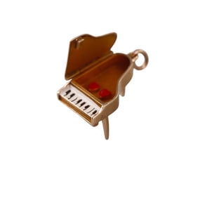 Vintage 14k Gold Enamel Grand Piano Charm Pendant